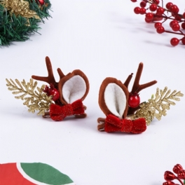 1 Par New Barn Christmas Dress Up Elk Antler Bow Hårklämmor