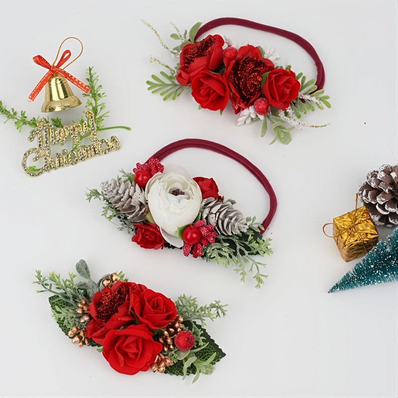 1 St Jul Nylon Pannband För Flickor Konstgjorda Blomma Hårtillbehör För Småbarn Barn