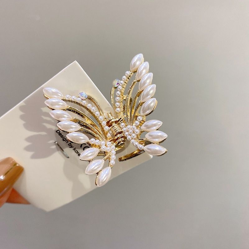 Butterfly Mini Hår Klo Clips Pärla Klo Clip Brud Bröllop Hår Spännband Blom Klo Mode Hår Accessoarer För Kvinnor Flickor