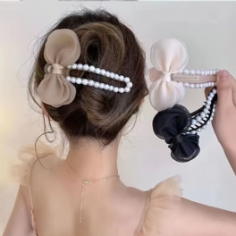 Faux Pearl Hair Kloklämmor Fluga Huvudbonader Tjockt Långt Hår Käkklämmor Hårnål För Kvinnor Flickor