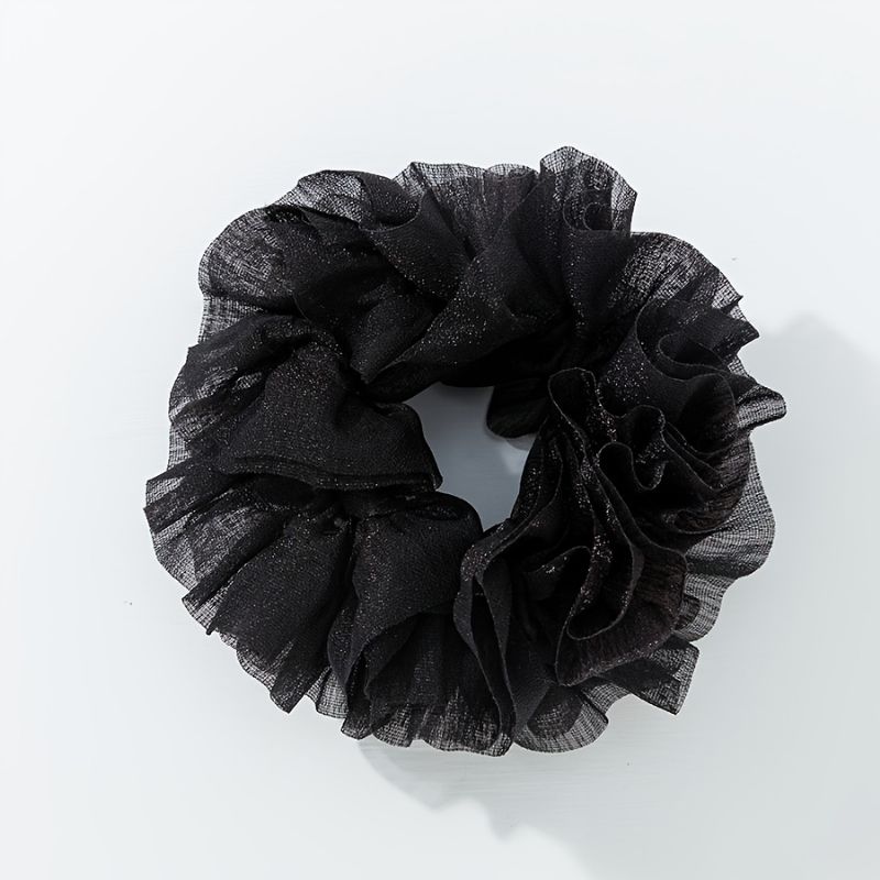 Hår Scrunchies För Kvinnor Flickor Elastiskt Fluffigt Hår Mjukt Hårtillbehör Pärlemorskimrande Mesh Hårband 1st