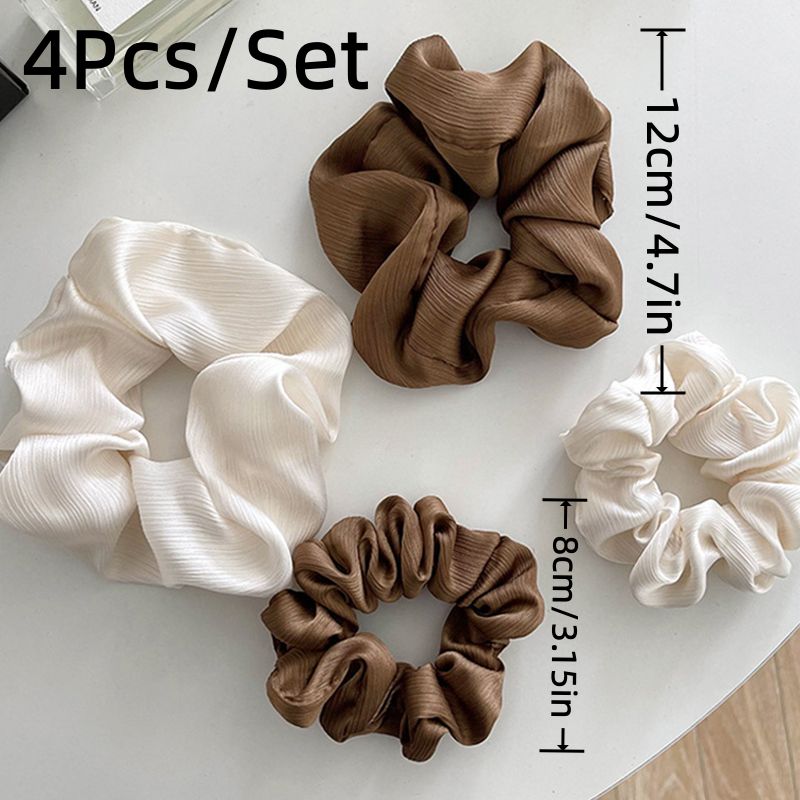 Mjuk Satäng Sömn Hår Scrunchies Ljusa Silkeslen Hästsvans Hållare Lockar Hår Scrunchy Elastiska Hårband Slipsar Håraccessoarer Armband För Kvinnor Flickor Lockigt Hår Bulle 4st