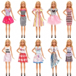 Mode Dress Up Set Casual Blus Festklänning Delfintillbehör Moderna Kläder Diy Dollhouse Toy