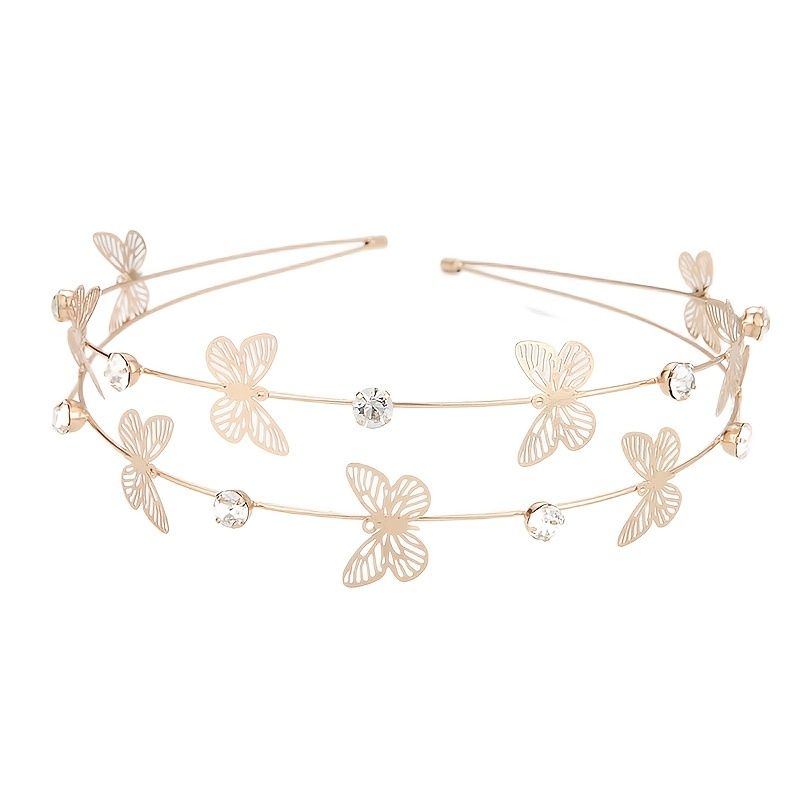 Rhinestone Kristall Pannband Butterfly Moon Star Dubbel Metall Huvudbonader Håraccessoarer Accessoarer Dam Flickor