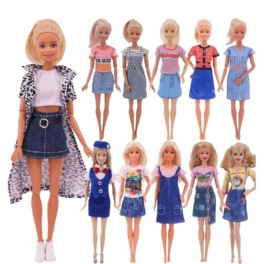 Senaste Klänningen Barbie Jeanskjol Blå Kjol Tjejdocka Kläder Passar 30 cm Dockatillbehör Gör-det-själv-present Högklackat