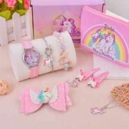 Småbarn Flickor Unicorn Watch Plånbok Hårklämma Tillbehör Födelsedag Semester Jul Presentförpackning