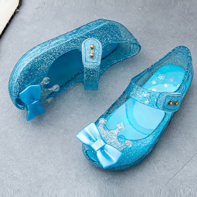 Flickor Jelly Skor Mary Jane Flats Princess Blue Snow Queen Sandaler