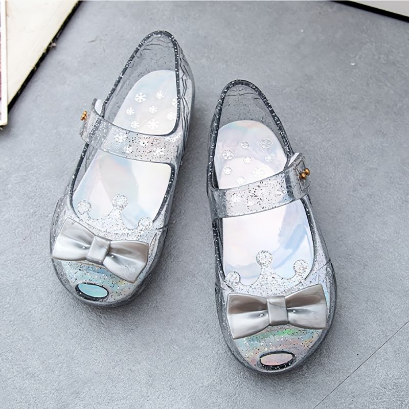 Flickor Klänning Skor Toddler Cosplay Clear Jelly Sandaler Med Rosett Mary Jane Flats (grå)