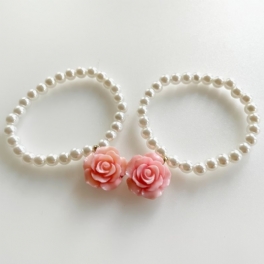 1 Par Barns Flickor Pearl Armband Blommor Hänge