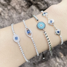 1 St Zircon Blue Eye Kopparrep Armband För Kvinnor Berlocker Smycken Present Födelsedagspresenter För Fru Flickor Henne