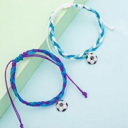 2st Mode Flickor Fotbollshänge Flätat Färgblock Justerbara Armband
