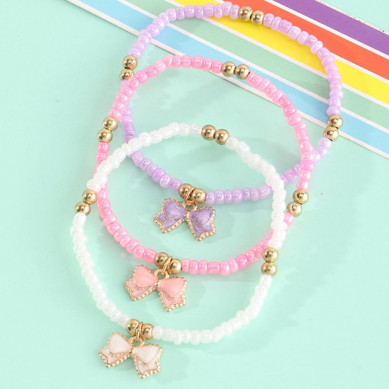 3st Flickor Beaded Armband Rosett Hängen Dekor Barnpresenter