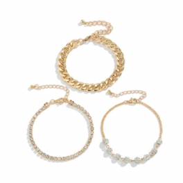 3st Mode Rhinestone Runda Armband Set Berlocker Smycken Present Födelsedagspresenter För Kvinnor Fru Flickor Henne