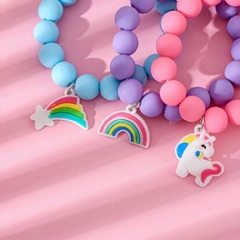 3st Rainbow Unicorn Solid Soft Beads Barnarmband