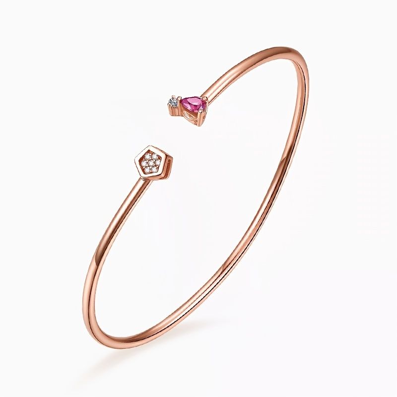 7 Grader 925 Sterling Silver Rose Guldarmband Öppen Manschett Armband Berlocker Smycken Present Födelsedagspresenter För Kvinnor Fru Flickor Henne