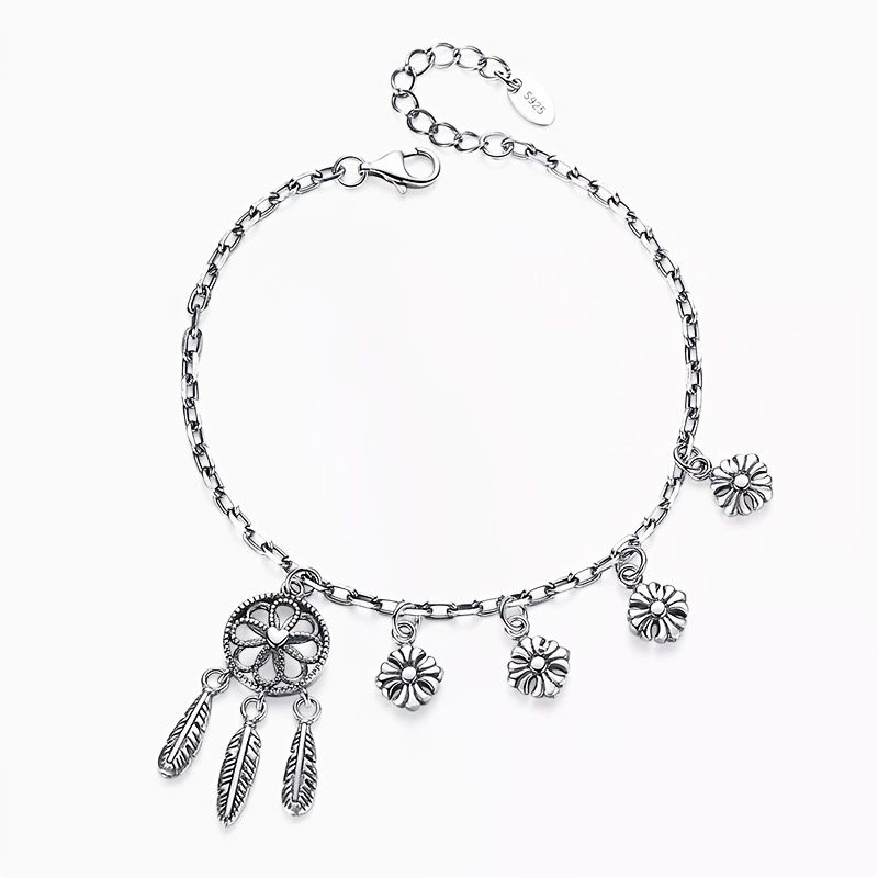 925 Sterling Silver Dream Catcher Hänge Armband Berlocker Smycken Present Födelsedagspresenter För Kvinnor Fru Flickor Henne