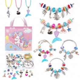 Barns Gör-det-själv-armband Söt Tecknad Unicorn Crystal Mermaid Cygnet Barntillbehör Armbandsset Julklapp