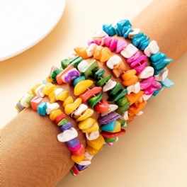 Boho Pärlarmband Färgglada Snäckskalspärlor Sträckbart Armband Söta Smycken För Kvinnor Och Flickor Födelsedagspresent