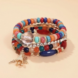 Flerlagers Färgglada Pärlor Hängande Armband 4 Delar Smycken Present Födelsedagspresenter För Kvinnor Mamma Fru Flickor Henne