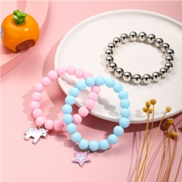 Flickor Beads Armband Med Unicorn Star Flower Hänge