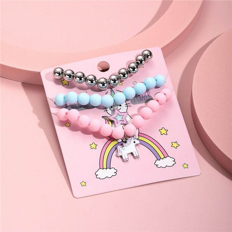 Flickor Beads Armband Med Unicorn Star Flower Hänge