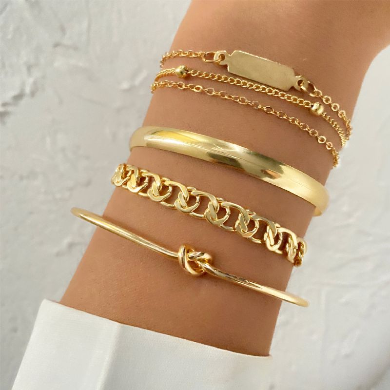 Guldlegering Twist Print Armband Berlocker Smycken Present Födelsedagspresenter För Kvinnor Fru Flickor Hennes 4st