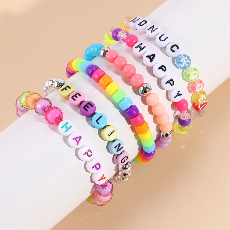 Makersland Barn Youth Färgglada Akrylpärlor Alphabet Bead Armband