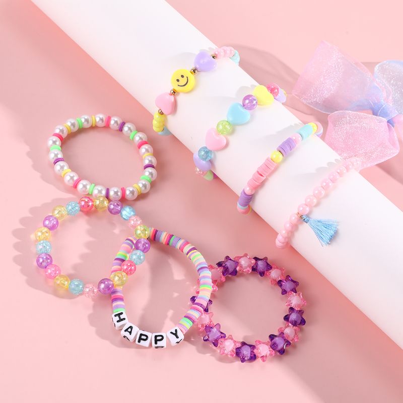 Makersland Flickor Pärlarmband Söta Regnbågspärlor Armband Färgglada Prinsess Stretchiga Pärlor Till Prins Födelsedagspresent