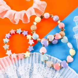 Makersland Flickor Söt Akryl Star Heart Beads Armband
