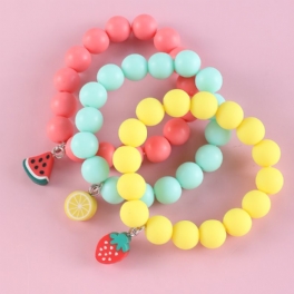 Makersland Flickor Söt Mjuk Keramik Frukthänge Färgglada Barn Pärlor Armband