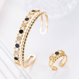 Mode Zirkon Armband Rhinestone Ring Set Berlocker Smycken Present Födelsedagspresenter För Kvinnor Fru Flickor Henne