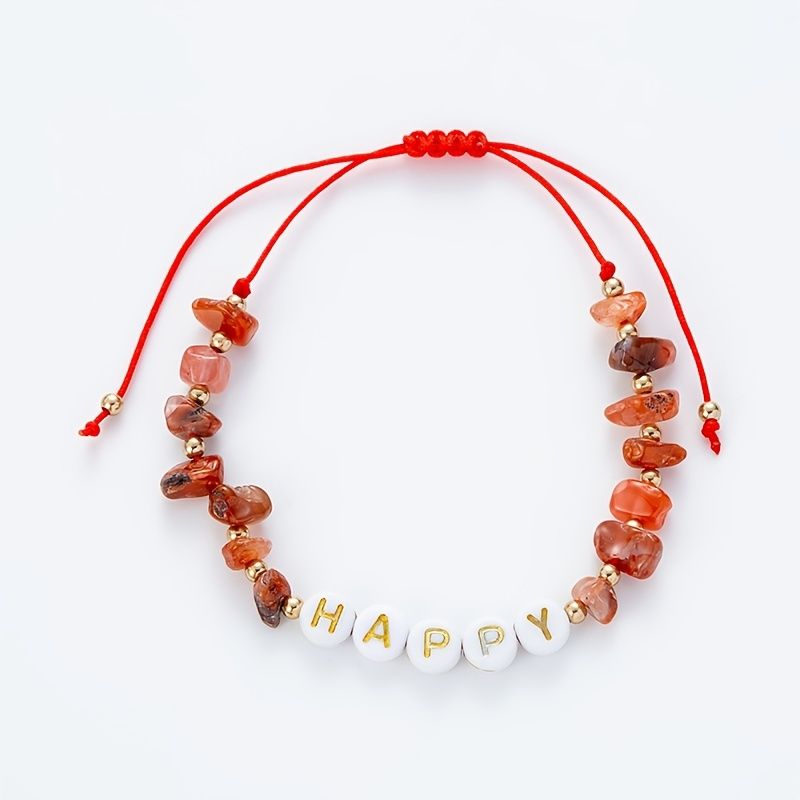 Oregelbundna Chips Crystal Beads Letter Armband Justerbart För Kvinnor Flickor Tonåring