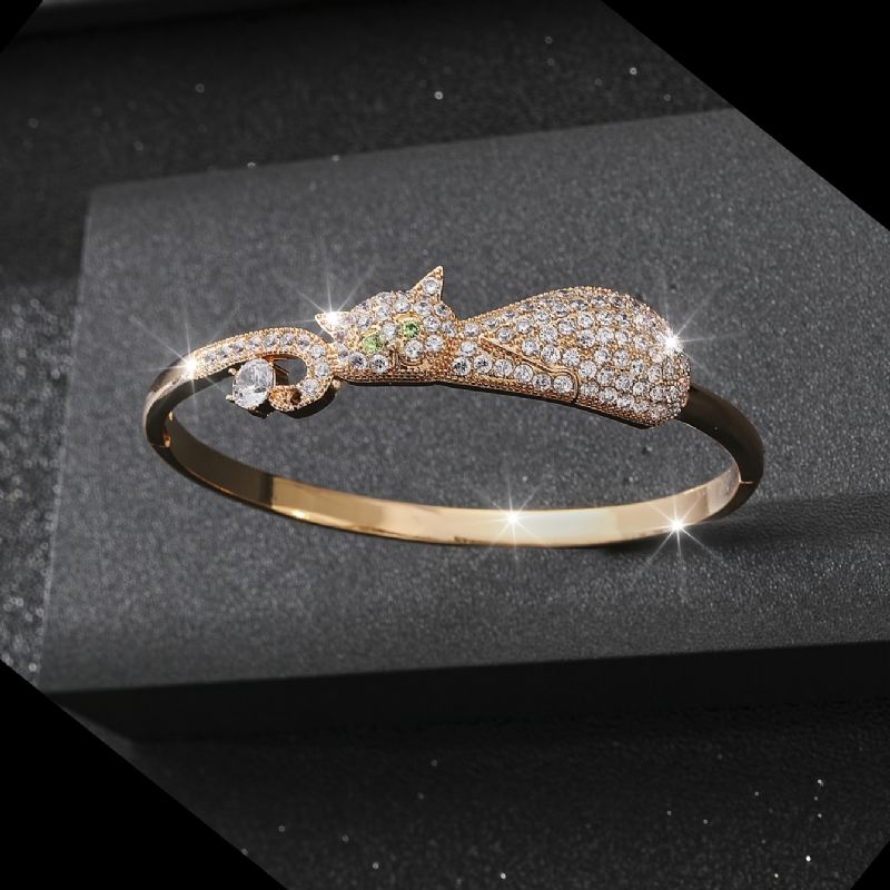Sparkly Armband Kattformad Zirkon Justerbar & Stapelbar Smycken För Kvinnor Flickor
