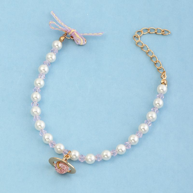 Toddler Flickor Pearl Armband Planet Charm Dekor 1st