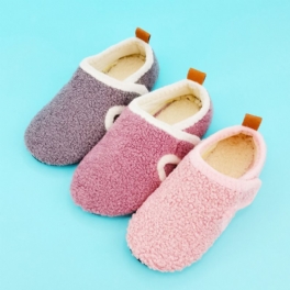 Bebis Flickor Casual Enkla Solida Tofflor Halkfria Lätta Slip-on Fleece Termotofflor För Hemmet