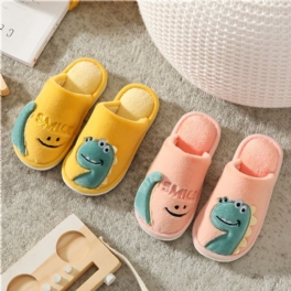 Flickor Casual Cartoon Dinosaur Print Tofflor Slip On Halkfria Skor För Vintern Hem Pvc