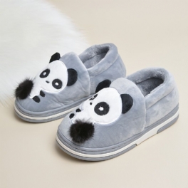 Pojktofflor Sammet Anti-halk Inomhusrutschbanor Med Pandadesign För Vintern