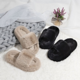 Småbarn Barn Flickor Furry Tofflor Mjuksulor Anti-halk Inomhus Utomhus Slides Skor För Vintern