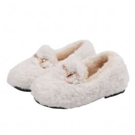 Småbarn Barn Flickor Plysch Ulltofflor Mjuksulor Anti-halk Thermals Loafers För Vinter Jul