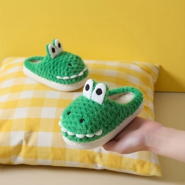 Småbarn Bebis Flickor Pojkar Söt Tecknad Krokodil Slip On Indoor Cotton Tofflor