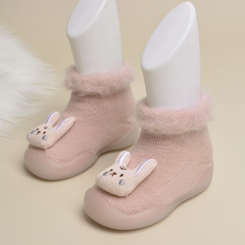 Småbarn Flickor Rosa Tecknad Kanin Bekväm Slip On Indoor Socks Skor