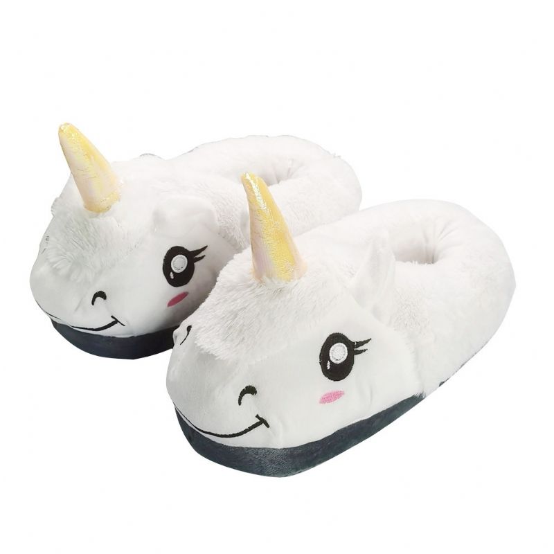 Unisex Unicorn Design Slip-on Tofflor Mjuksulor Anti-halk Plysch Inomhus Rutschkanor För Vintern