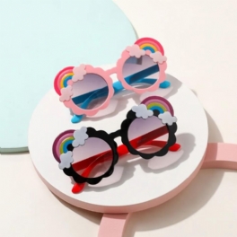 1 St Söta Tecknade Regnbågssolglasögon För Barn Uv-skydd Med Glasögonfodral