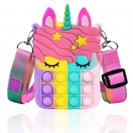 Flicka Enhörning Popväska För Kvinnor Med Enhörningspopleksaksaxelväska Fidget Toys Pop Fidget-ryggsäck