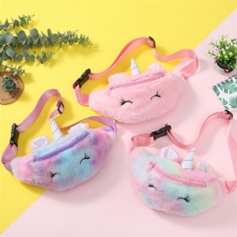 Flickor Midjeväska Söt Unicorn Zipper Plush Messenger Bag Myntväska Axelväska