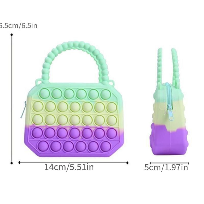 Flickor Push Pop Bubble Squeeze Bag Colorblock Barn Novelty Crossbody Toy Bebis Söt Väska