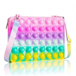 Flickor Push Pop Bubble Squeeze Bag Colorblock Barn Novelty Crossbody Toy Bebis Söt Väska