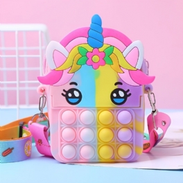 Flickor Silikon Söt Unicorn Messenger Bag Myntväska Barns Dekompression Pop Fidget Toys