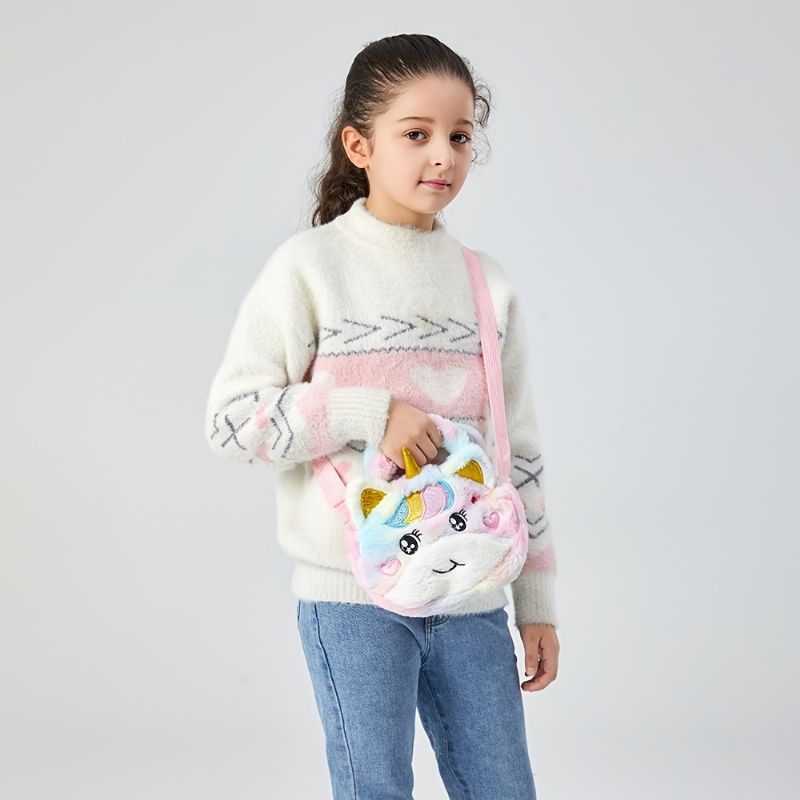Flickor Söt Färgglad Unicorn Myntväska Stor Kapacitet Messenger Bag Handväska Present För Barn
