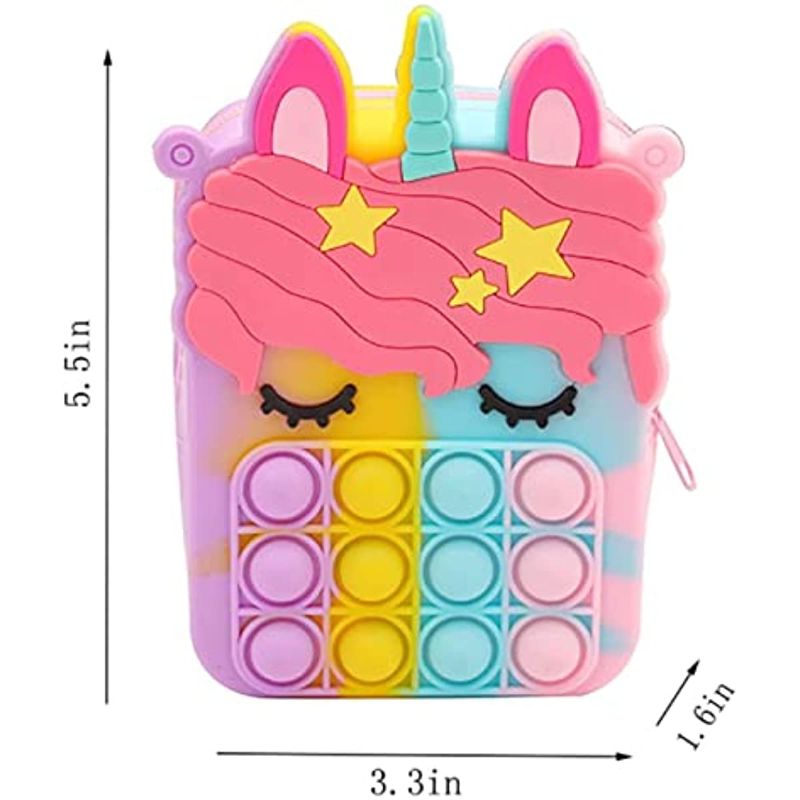 Pop It-väska För Tjejer Unicorn Push Bubble Fidget-leksaker Crossbody-väskor Pop Fidget Sensorisk Stressavlastningsleksak För Barn